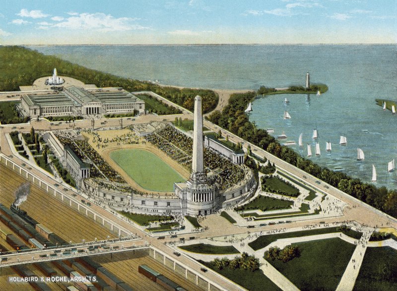 Soldiers Field and Field Museum at the Lake Front (värillinen kuva) tekijältä American Photographer