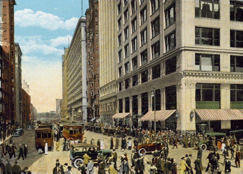 State Street, katsoen pohjoiseen Madison Streetiltä (värillinen kuva) tekijältä American Photographer