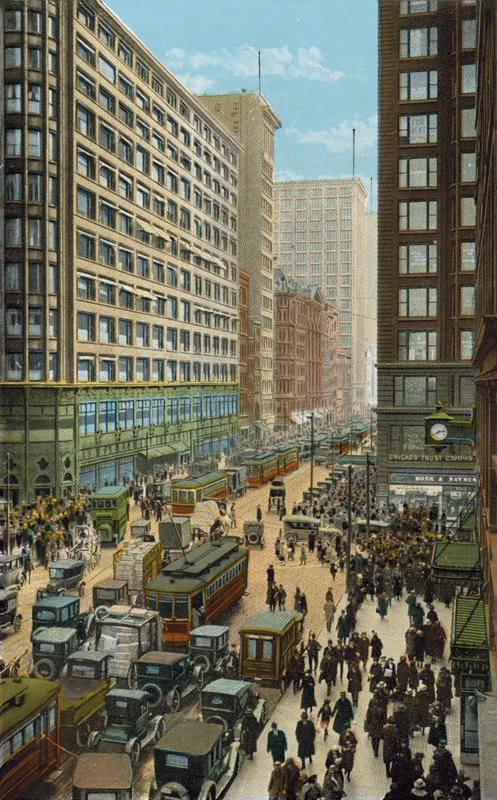 State ja Madison Streets, maailman vilkkain kulma (värillinen kuva) tekijältä American Photographer