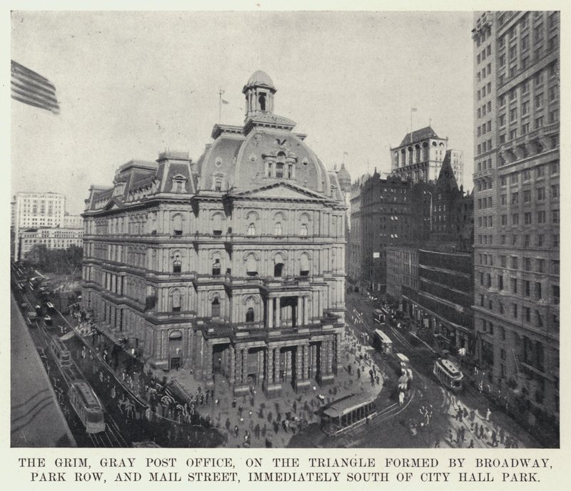 Grim, Grey Post Office Broadwayn, Park Row