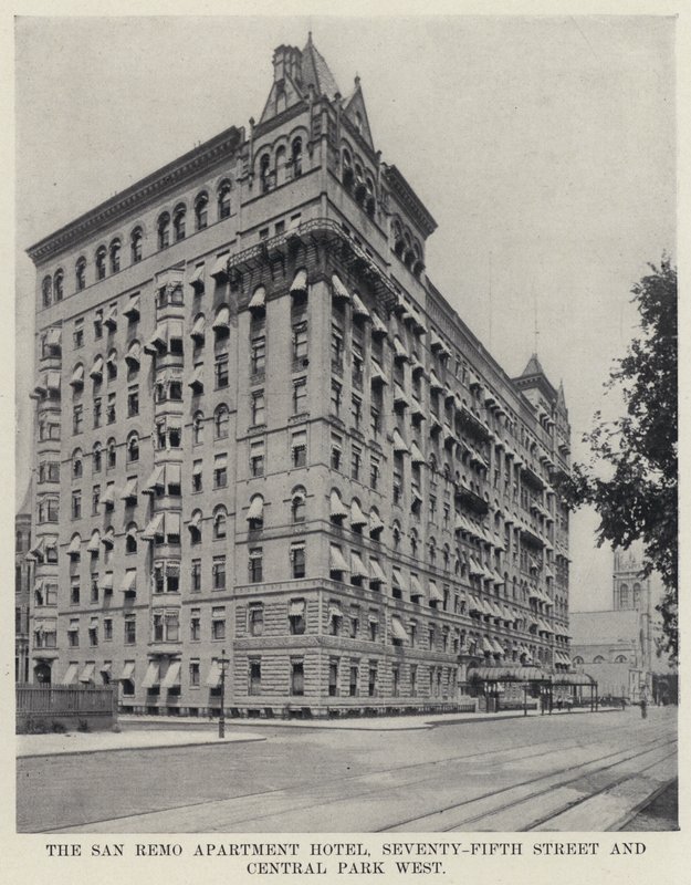 San Remo Apartment Hotel, Seventy Fifth Street ja Central Park West (m/w kuva) tekijältä American Photographer