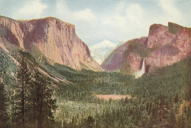 Yosemite Valley, Kalifornia, Yleinen näkymä Artists Pointista (värillinen kuva) tekijältä American Photographer