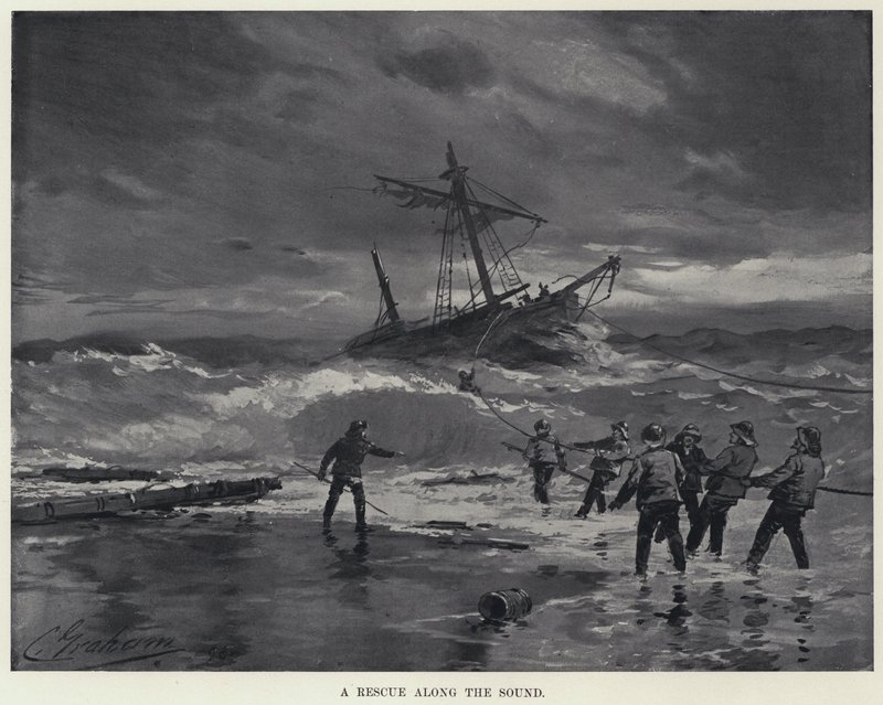 Pelastus äänen varrella (litho) tekijältä American School