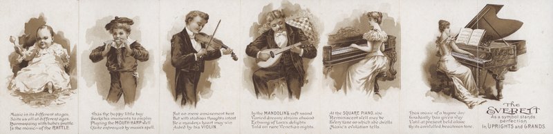 Mainos Everett-pianoista (litografia) tekijältä American School