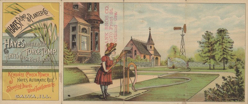 Hayes Pump and Planter Companyn mainos (värilitho) tekijältä American School