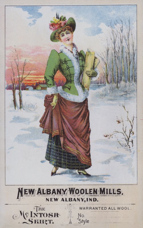 Mainos McIntosh-hameesta, New Albany Woolen Mills, Indiana, USA (chromolitho) tekijältä American School