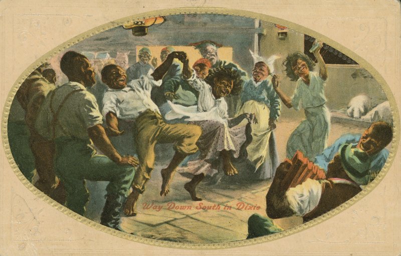 Afroamerikkalainen tanssi Dixiessä (väri litho) tekijältä American School