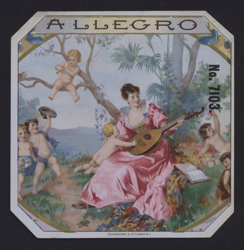 Allegro, sikarin etiketti (chromolitho) tekijältä American School
