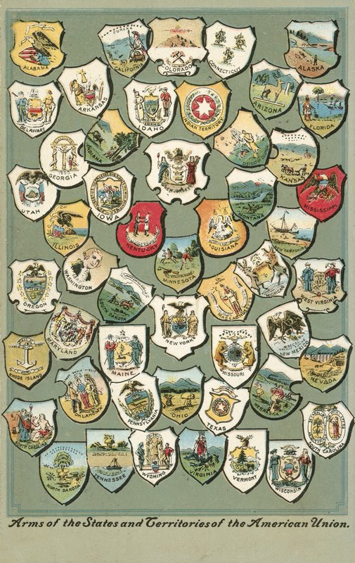 Yhdysvaltain osavaltioiden aseet (väri litho) tekijältä American School