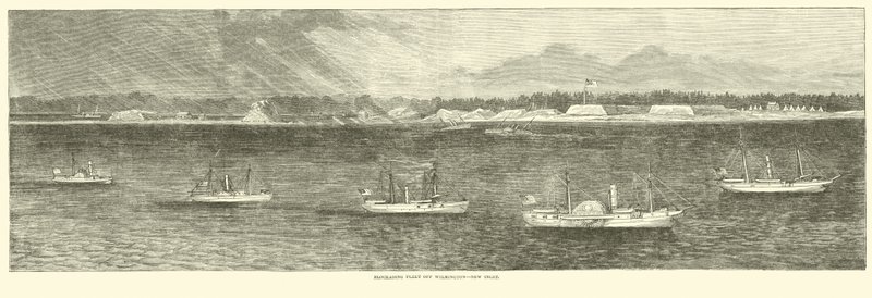 Estolaivasto Wilmingtonin edustalla, New Inlet, lokakuu 1864 tekijältä American School