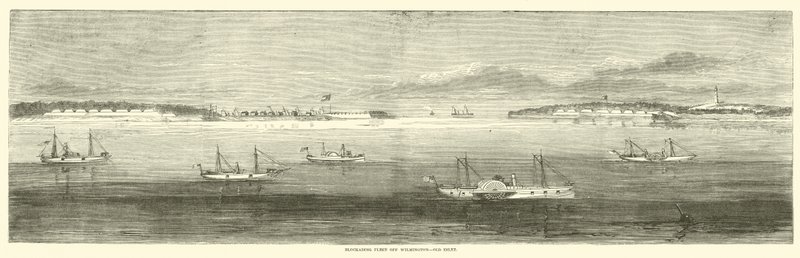 Estolaivasto Wilmingtonin edustalla, Old Inlet, lokakuu 1864 tekijältä American School