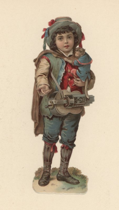 Poika apinan kanssa (chromolitho) tekijältä American School