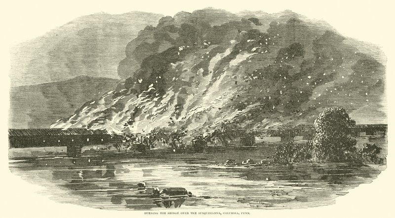 Susquehannan ylittävän sillan polttaminen, Columbia, Penn, kesäkuu 1863 tekijältä American School