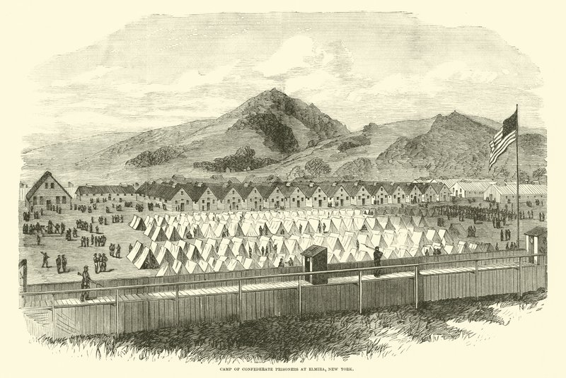 Konfederaation vankien leiri Elmirassa, New Yorkissa, toukokuussa 1865 tekijältä American School