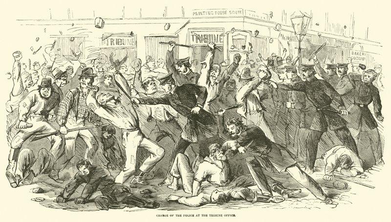 Poliisin syytteet Tribune-toimistossa, heinäkuu 1863 tekijältä American School