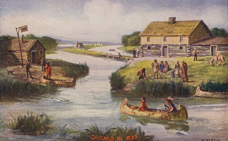 Chicago: Chicago el 1833 (litografia en color)finès tekijältä American School