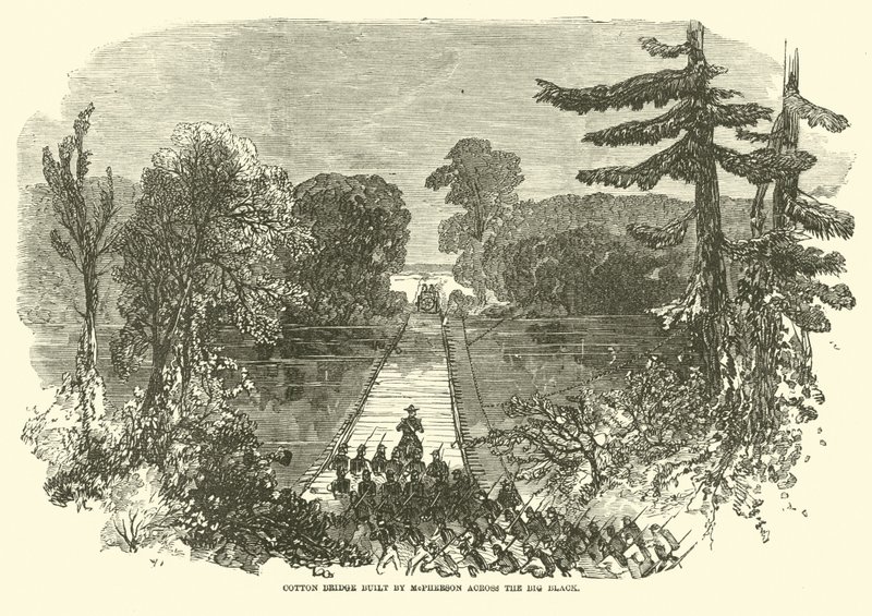 McPhersonin rakentama puuvillasilta Big Blackin yli, toukokuu 1863 tekijältä American School
