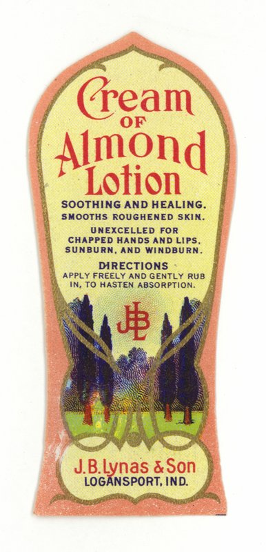 Cream of Almond Lotion Label, J B Lynas & Son tekijältä American School