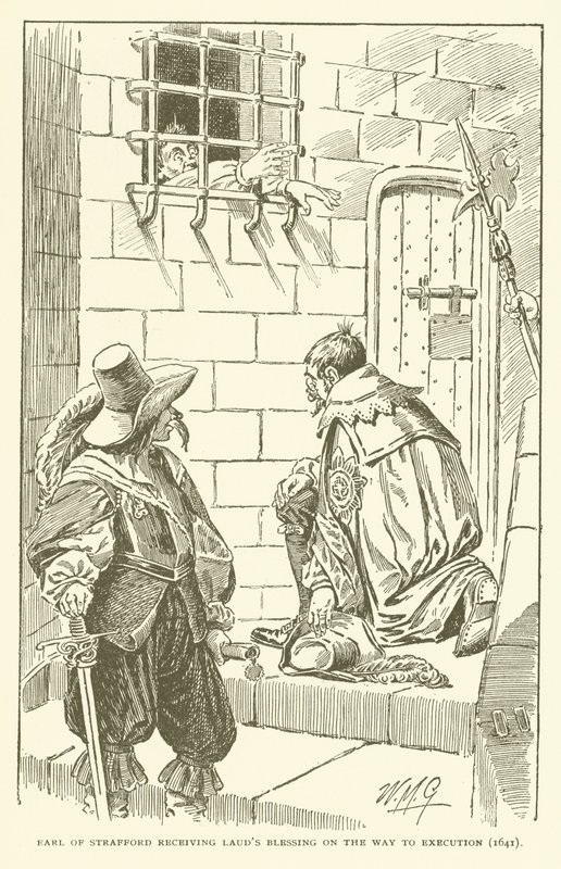 Earl of Strafford vastaanottaa Laudin siunauksen matkalla teloitukseen (1641) (kaiverrus) tekijältä American School
