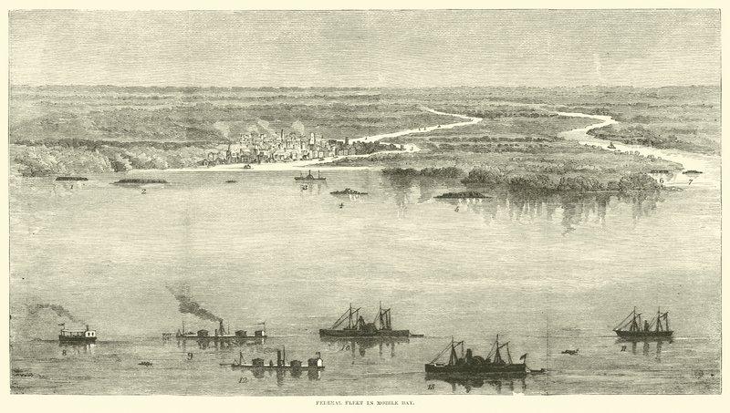 Liittovaltion laivasto Mobile Bayssä elokuussa 1864 tekijältä American School