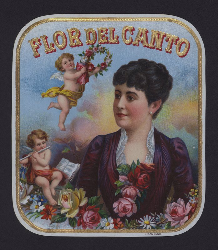 Flor del Canto, sikarin etiketti (chromolitho) tekijältä American School