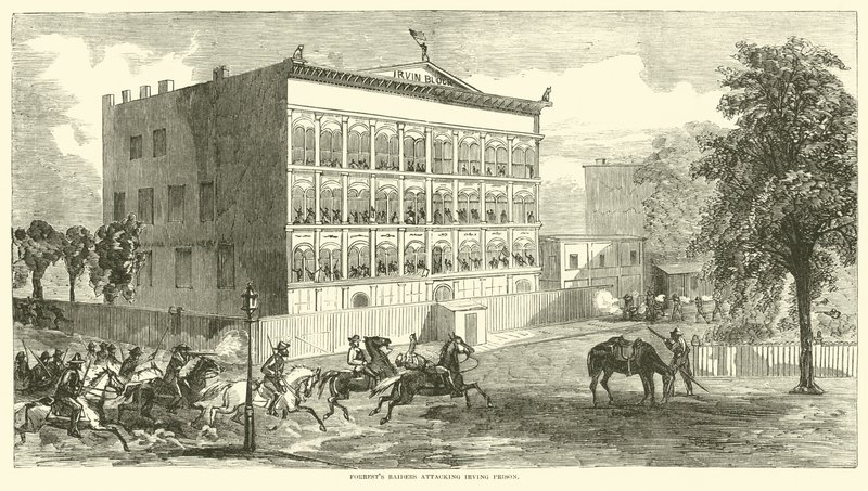 Forrestin hyökkääjät hyökkäävät Irvingin vankilaan elokuussa 1864 tekijältä American School