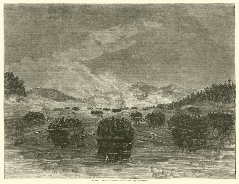 Kenraali Hazensin prikaati laskeutumassa Tennesseen alueelle lokakuussa 1863 tekijältä American School