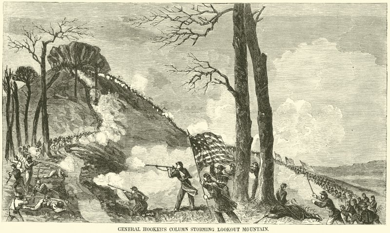 Kenraali Hookers-kolonni hyökkäsi Lookout Mountainille marraskuussa 1863 tekijältä American School