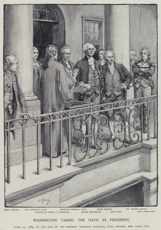 George Washington prestant el jurament com a president, el 30 d