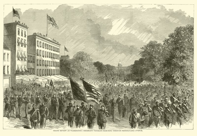 Suuri arvostelu Washingtonissa, Shermansin veteraanit marssivat Pennsylvania Avenuella toukokuussa 1865 tekijältä American School