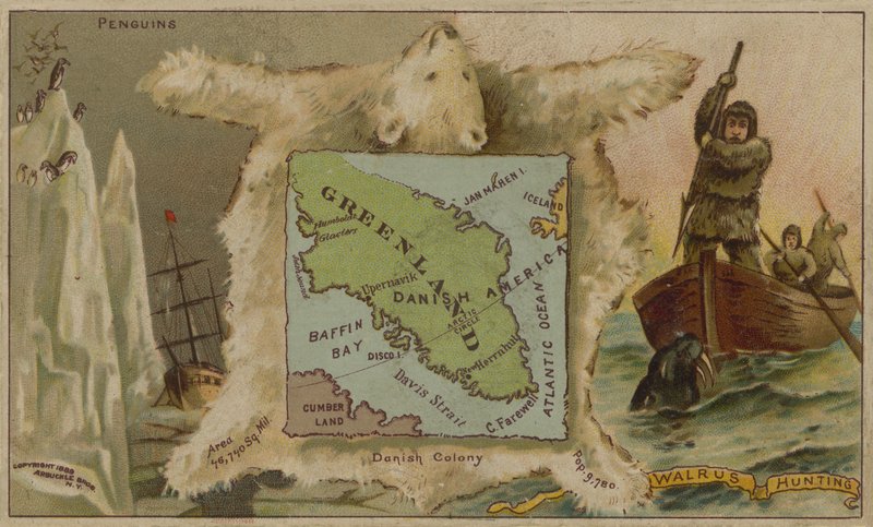 Grönlanti, pingviinit, jääkarhut ja mursunmetsästys (chromolitho). tekijältä American School