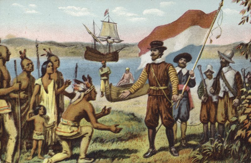 Henry Hudson laskeutumassa Manhattanille tekijältä American School