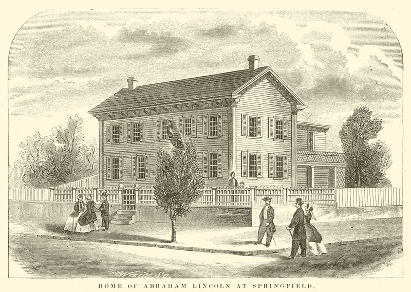 Abraham Lincolnin koti Springfieldissä (kaiverrus) tekijältä American School