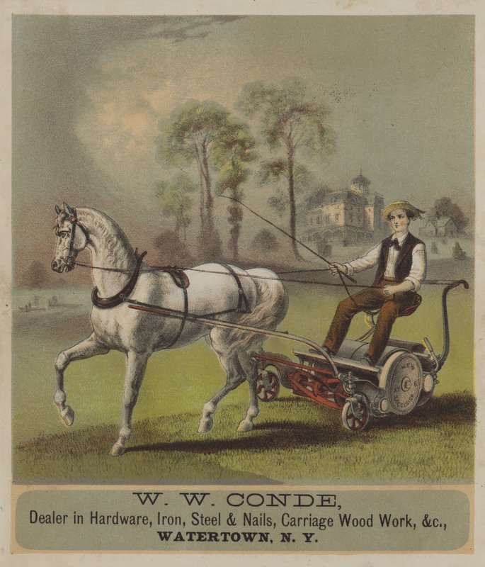 Hevosvetoinen ruohonleikkuri (chromolitho) tekijältä American School