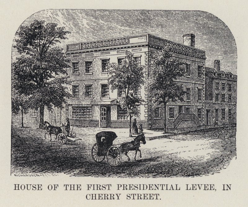 Ensimmäisen presidentin leveen talo, Cherry Street (litho) tekijältä American School