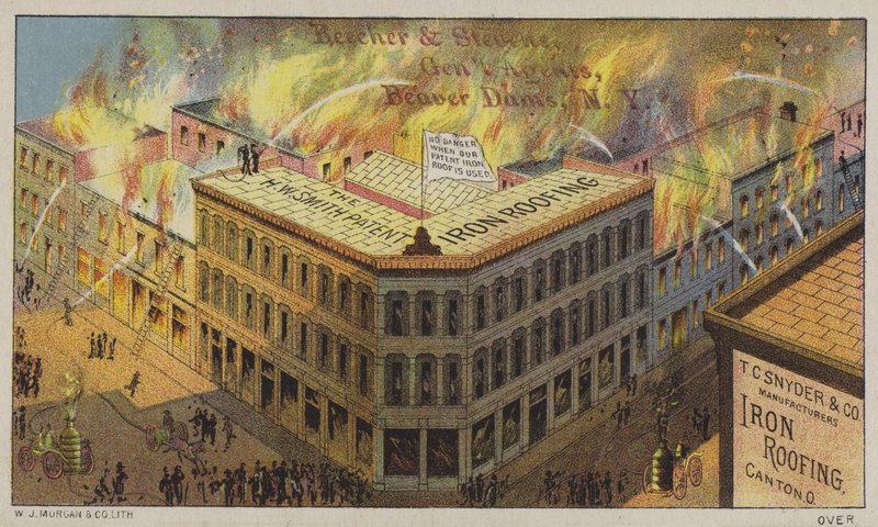 Rautaeristetyt rakennukset tulenkestäväksi (chromolitho) tekijältä American School