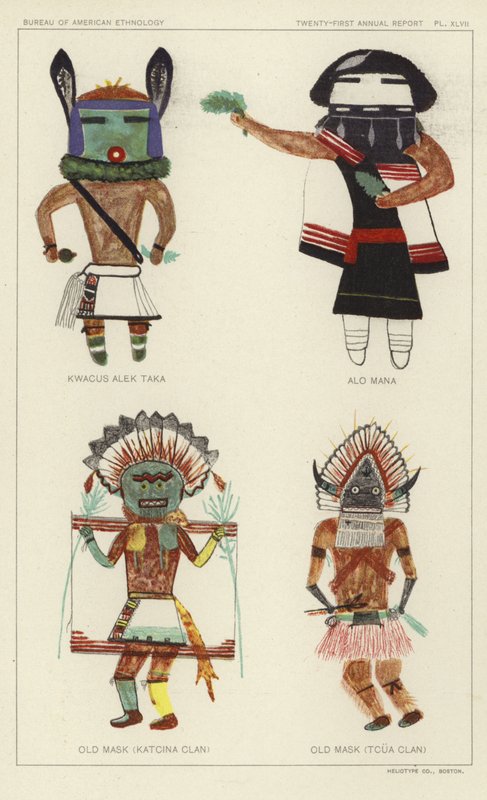 Kwacus Alek Taka, Alo Mana, Vanha naamio (Katcina-klaani), Vanha naamio (Tcua-klaani) (väriliitos). tekijältä American School