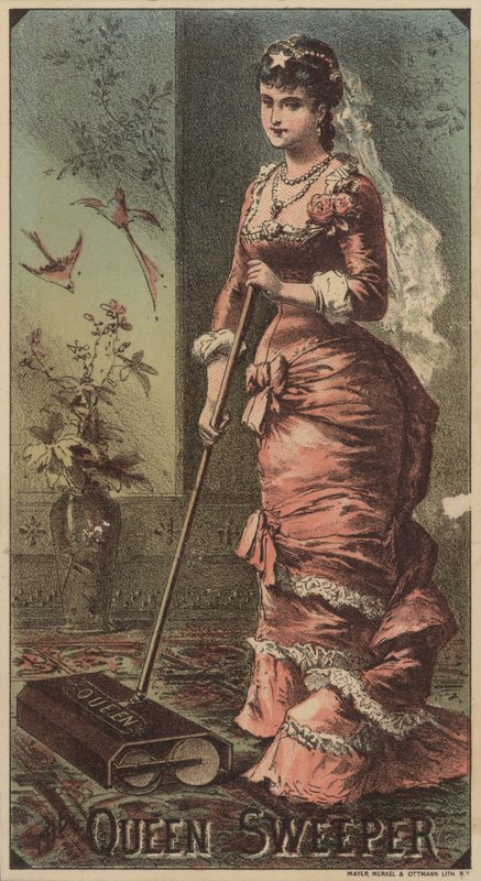 Nainen käyttää Queen Carpet Sweeper -konetta tekijältä American School