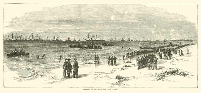 Joukkojen laskeutuminen Fort Fisherin yläpuolelle tammikuussa 1865 tekijältä American School