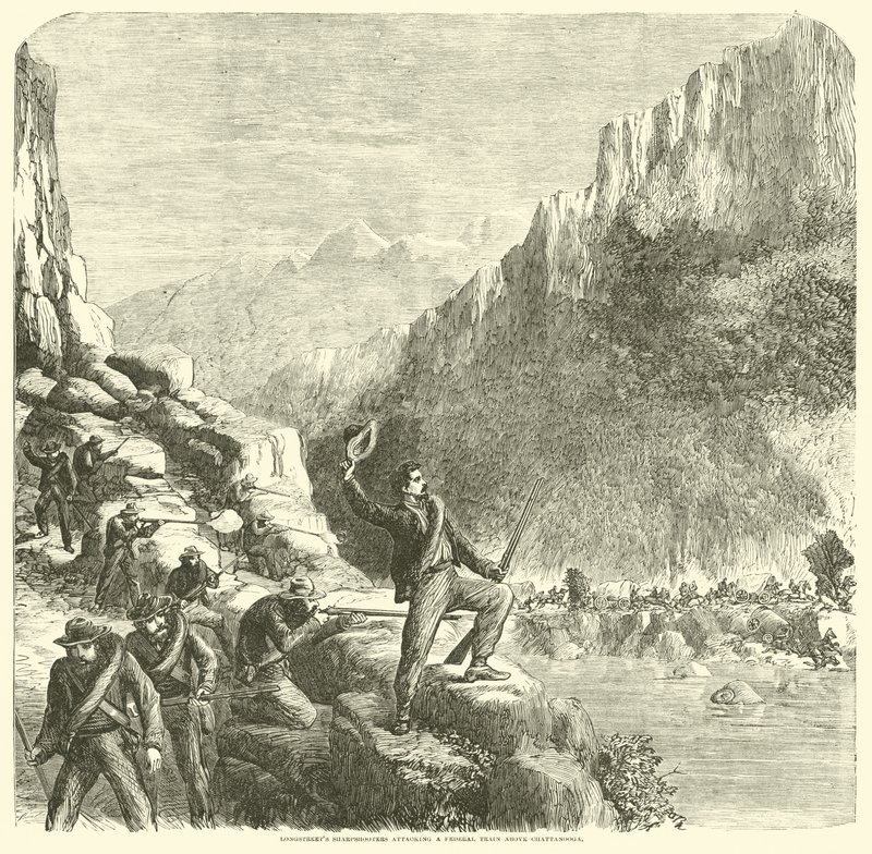Longstreetsin ampujat hyökkäsivät liittovaltion junaan Chattanoogan yläpuolella lokakuussa 1863 tekijältä American School
