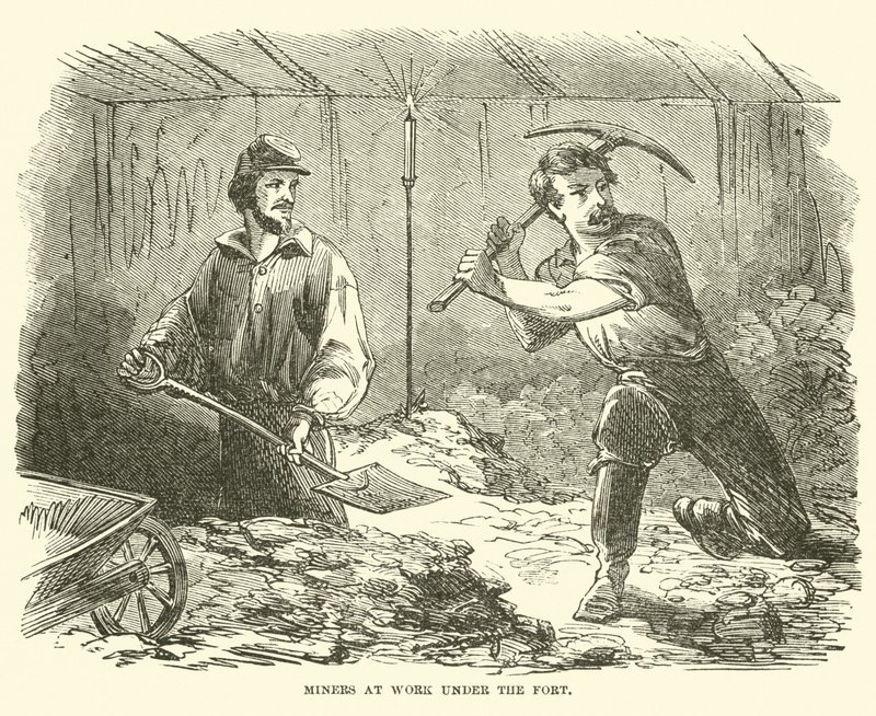 Kaivostyöläiset töissä linnoituksen alla, kesäkuu 1863 tekijältä American School