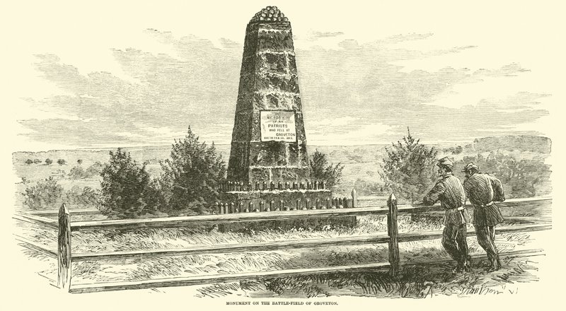 Muistomerkki Grovetonin taistelukentällä elokuussa 1862 tekijältä American School
