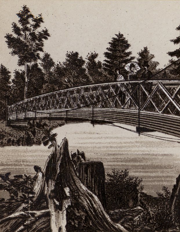 Niagaran putoukset: silta Second Sister Islandille (litho) tekijältä American School