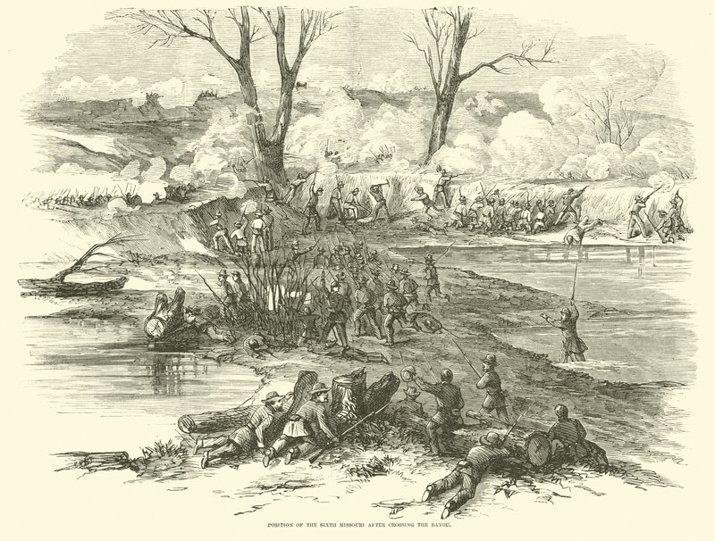 Kuudennen Missourin sijainti Bayoun ylityksen jälkeen joulukuussa 1862 tekijältä American School