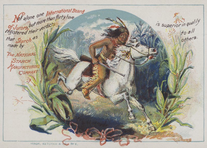 Punainen intiaani hevosen selässä (chromolitho) tekijältä American School