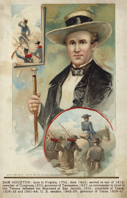 Sam Houston (värillinen litografia) tekijältä American School