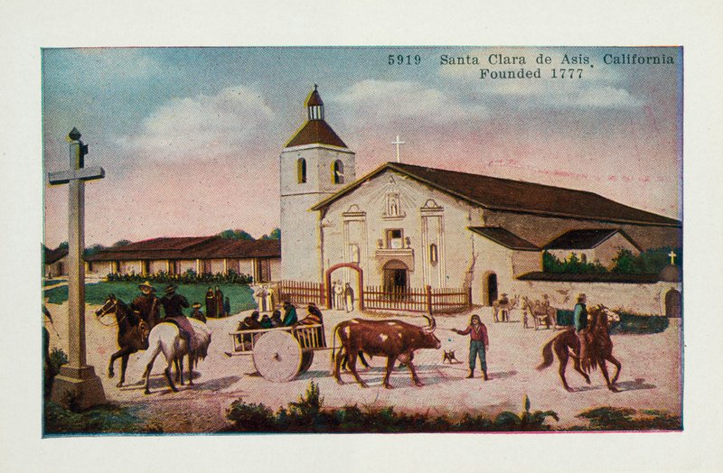 Santa Clara de Asis, Kalifornia, perustettu 1777 (värilitho) tekijältä American School