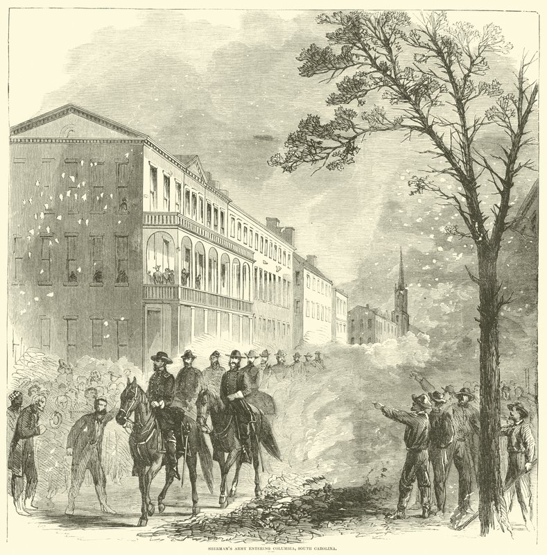 Shermansin armeija saapui Columbiaan, Etelä-Carolinaan helmikuussa 1865 tekijältä American School