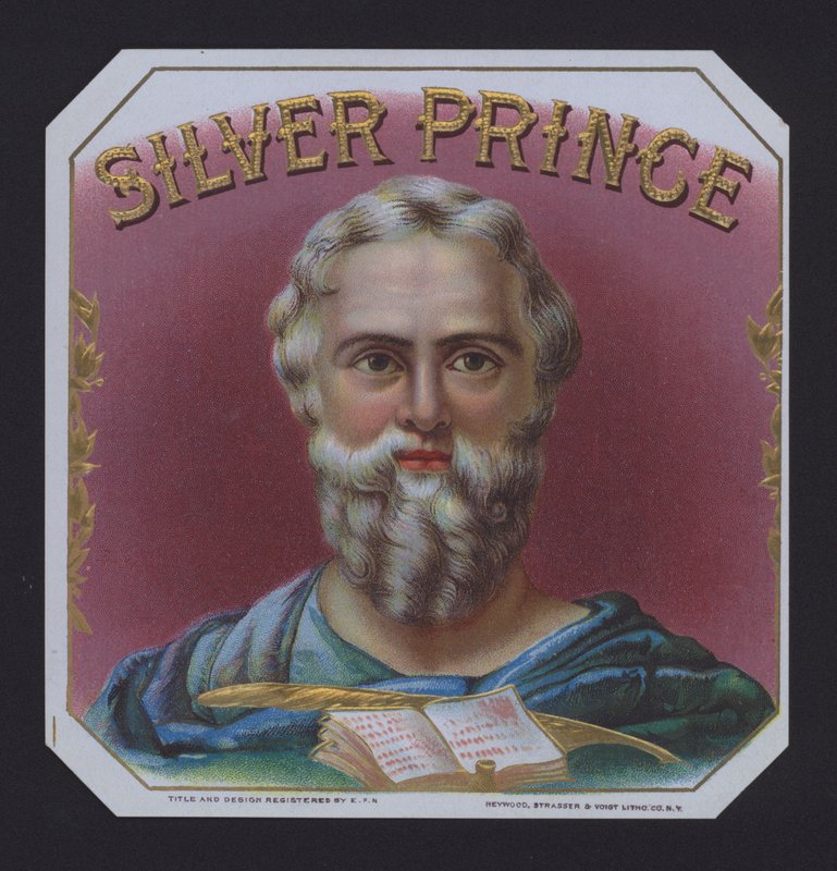 Silver Prince, sikari etiketti (chromolitho) tekijältä American School