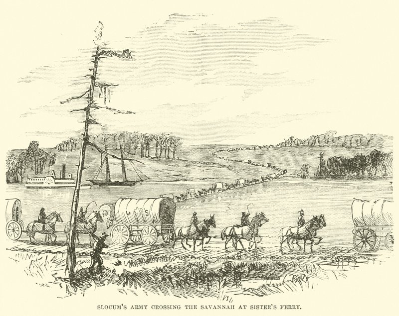 Slocumien armeija ylitti Savannahin Sisters Ferryllä tammikuussa 1865 tekijältä American School